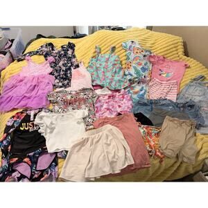 Girls Lot 34 Pc Summer Clothes Shorts Dresses Swim Suit Shirts Shoes 10/12